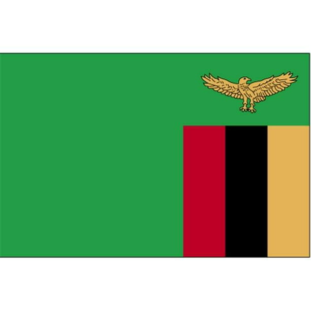 5x8 ft 100% Made in USA to Official United Nations Design Specifications Annin Flagmakers Model 199487 Zambia Flag Nylon SolarGuard NYL-Glo 